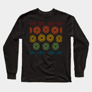 Rainbow Hand-Drawn Floral Pattern Long Sleeve T-Shirt